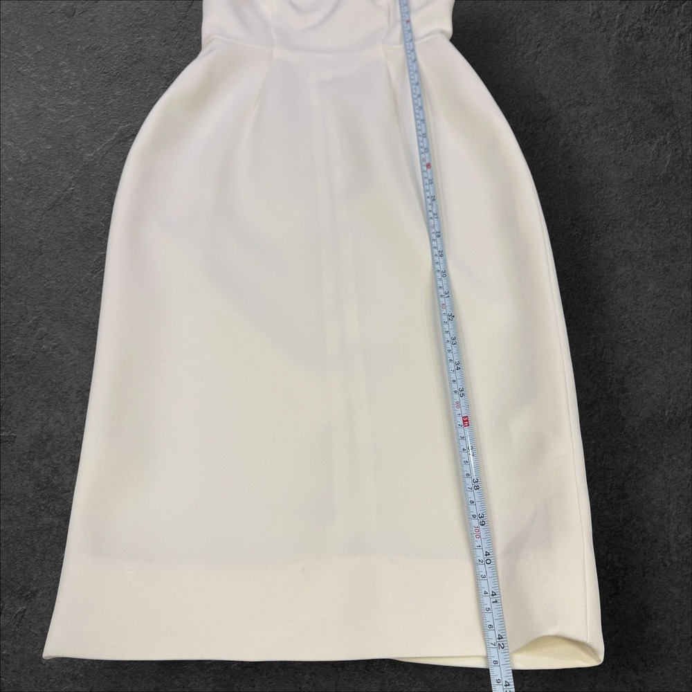 Victoria Beckham Cream Sweetheart Cowl Neck Midi Sheath Dress Back Zip Sz 2 - Picture 8 of 12